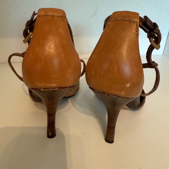 JV Vincent Brown Strappy leather Sandals open toe heel back 8.5M vintage look - Picture 2 of 14